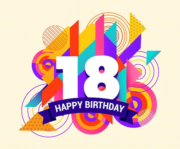 Colorful happy 18th birthday background