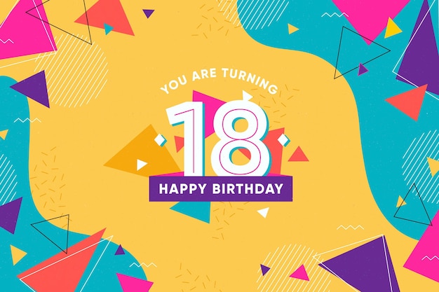 Vector colorful happy 18th birthday background