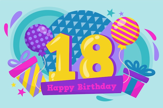 Vector colorful happy 18th birthday background