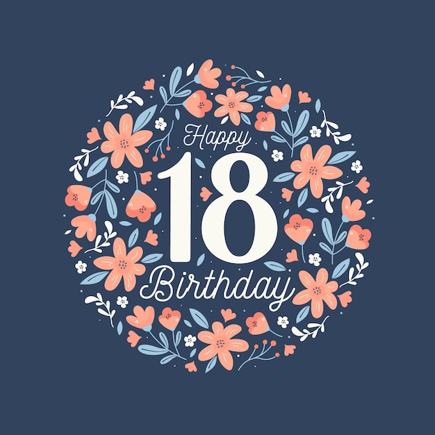 Vector colorful happy 18th birthday background