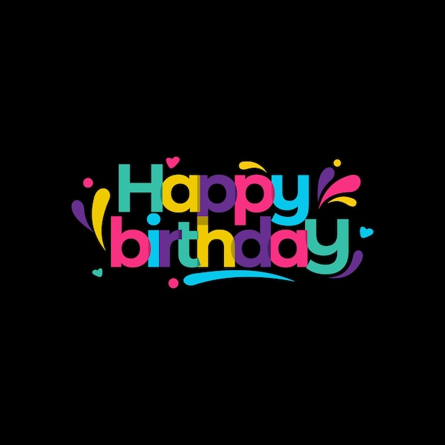 Colorful happy birthday black background