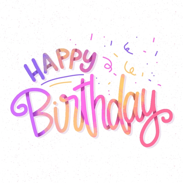 Colorful happy birthday lettering with confetti