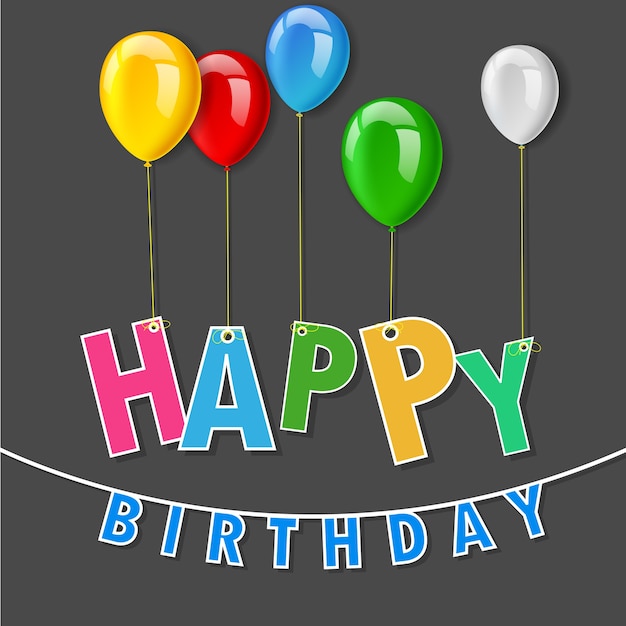 Vector colorful happy birthday party stitched greeting card