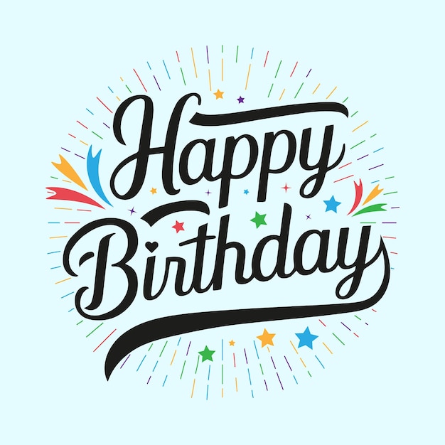 다채로운 생일 축하 타이포그래피 축제 콘티 인사