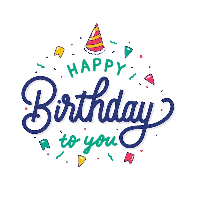 Vector colorful happy birthday to you hand lettering