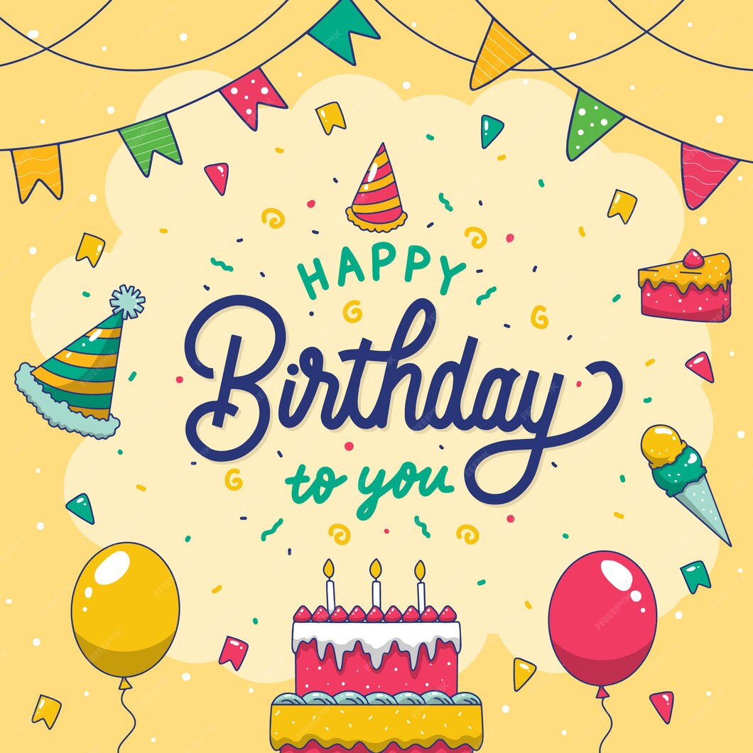 Premium Vector | Colorful happy birthday to you poster hand lettering