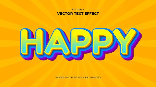 Vector colorful happy editable text effect