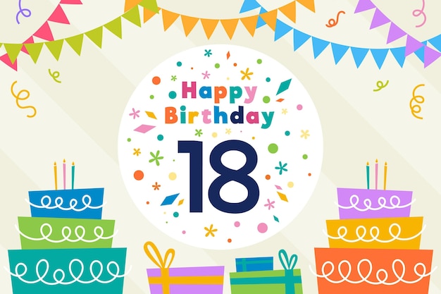 Colorful happy eighteenth birthday wallpaper