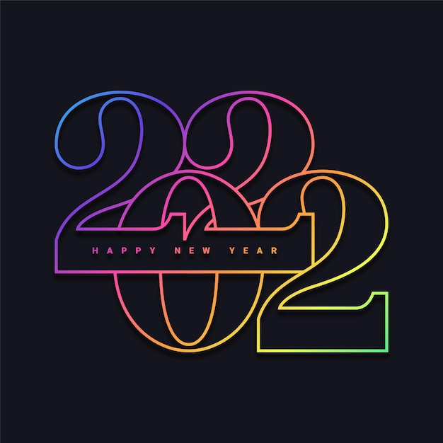 Colorful happy new year 2022 text typography design