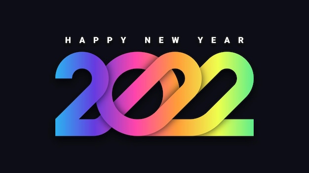 Vettore sfondo di tipografia colorato felice anno nuovo 2022