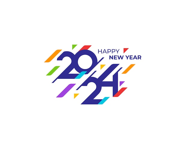 Vector colorful happy new year 2024 greeting background banner logo illustration