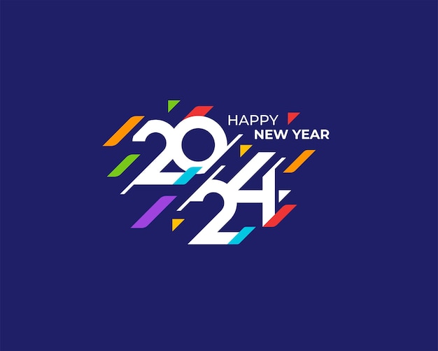 Colorful happy new year 2024 greeting background banner logo illustration