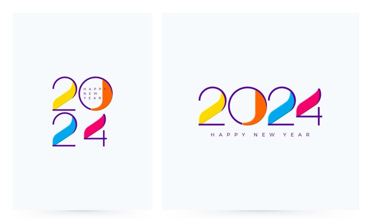 Colorful happy new year for 2024 new year celebration Design for greeting poster banner or calendar print