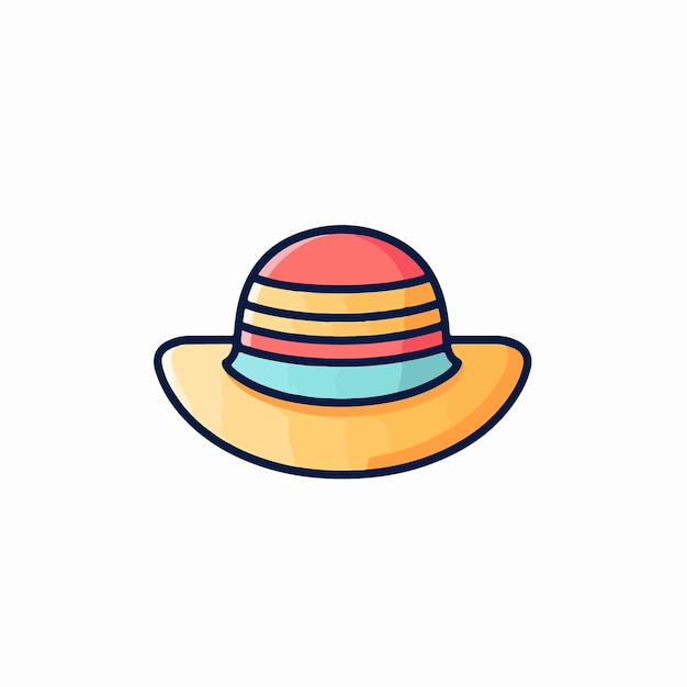 A colorful hat with a pink border and a blue border.