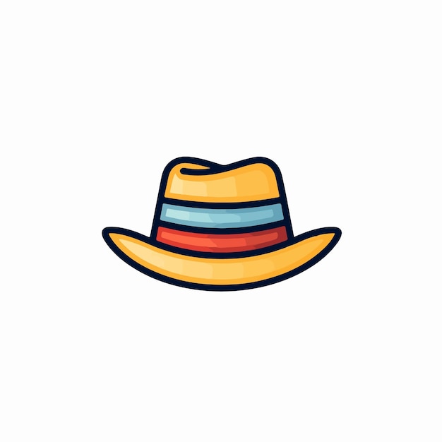 A colorful hat with a yellow stripe.