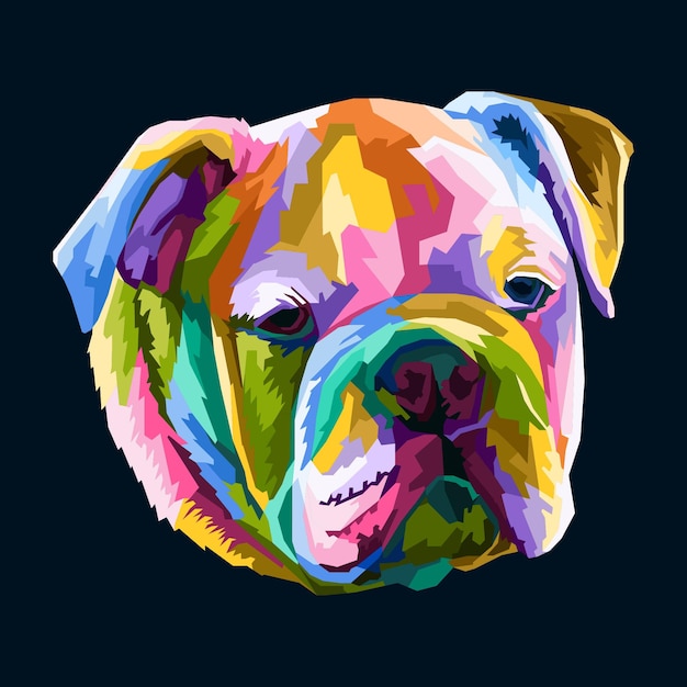 Vettore ritratto colorato di pop art di cane dalla testa