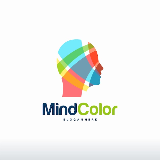 Vector colorful head logo designs vector, creative mind, learning and design icons. man head, people symbols