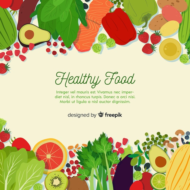 Colorful healthy food background template