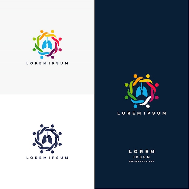 Colorful Healthy lungs logo designs vector, Lungs people logo, design concept, logo, logotype element for template