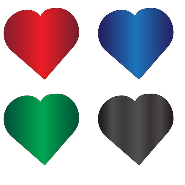 Colorful heart illustration red heart blue heart black heart green heart and heart symbols