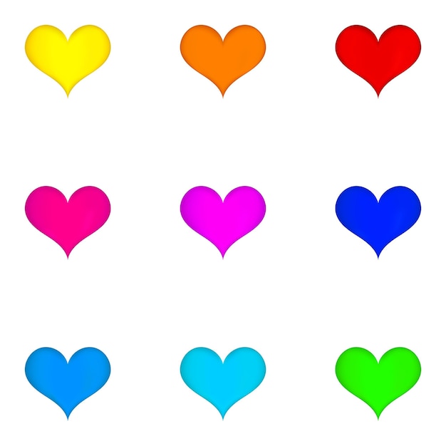 Vector colorful heart set