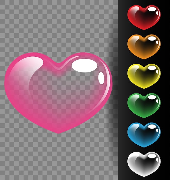 Vector colorful heart translucent for valentine day and wedding concept