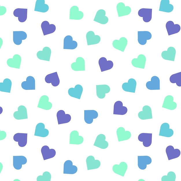 Colorful Hearts Blue Green Seamless Pattern Background