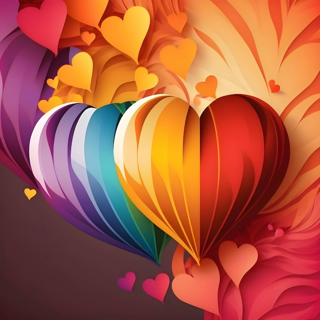 Colorful hearts on a colorful background