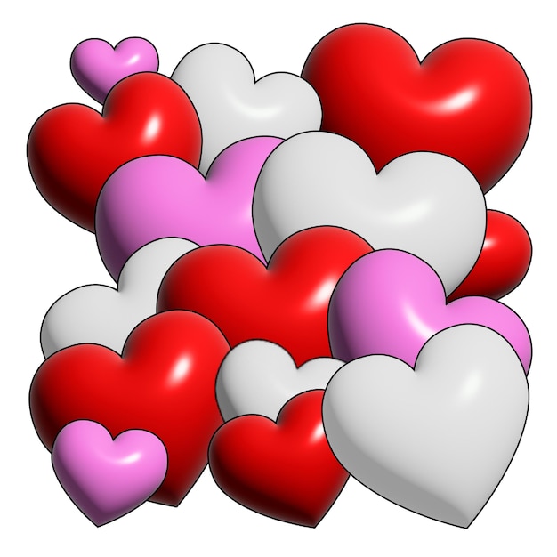 Colorful hearts design on white background