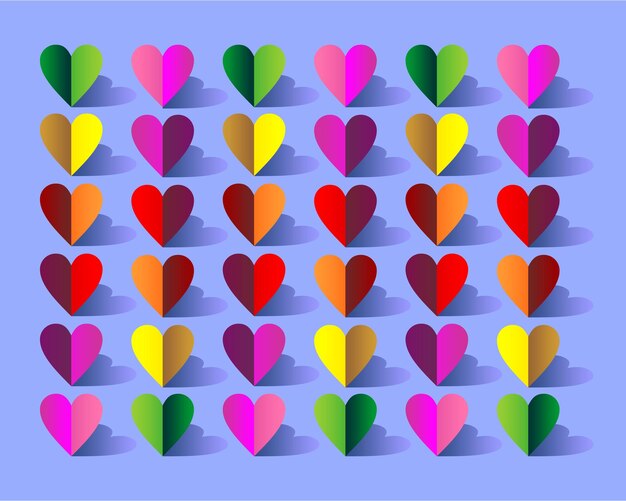 Vector colorful hearts pattern design