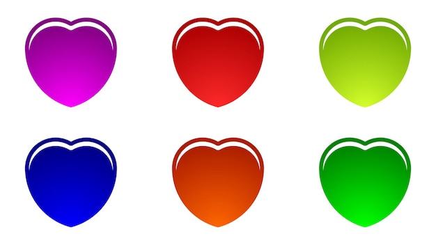 colorful hearts set