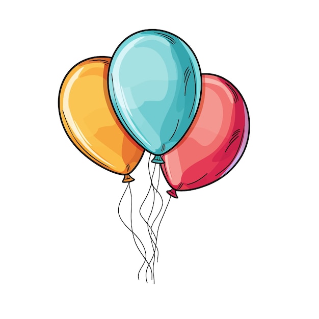 Vector colorful helium balloons vector clipart white background