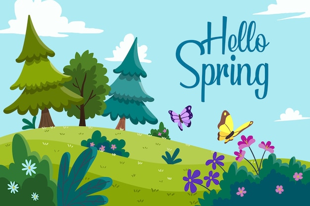 Vector colorful hello spring theme