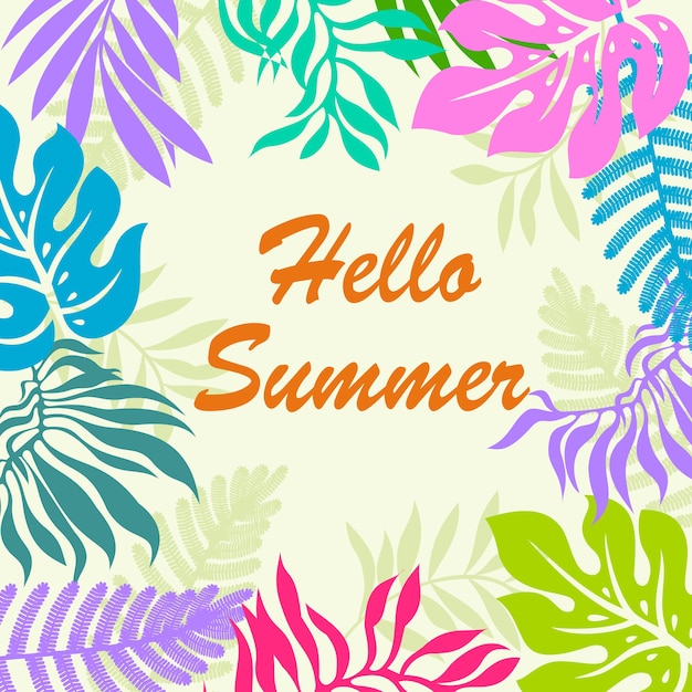 Colorful hello summer background