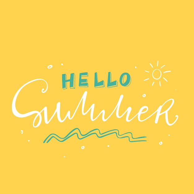 Vector colorful hello summer words on yellow