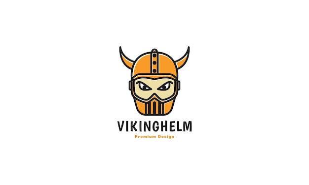 Colorful helmet with horn line logo symbol icon vector graphic design illustration