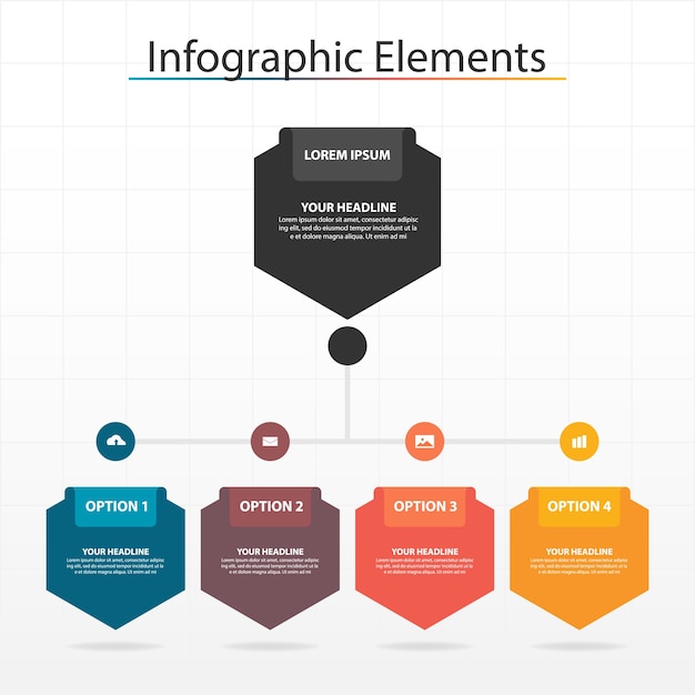 Элементы цветной шестиугольной бизнес-инфографики