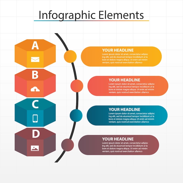 Вектор Элементы цветной шестиугольной бизнес-инфографики