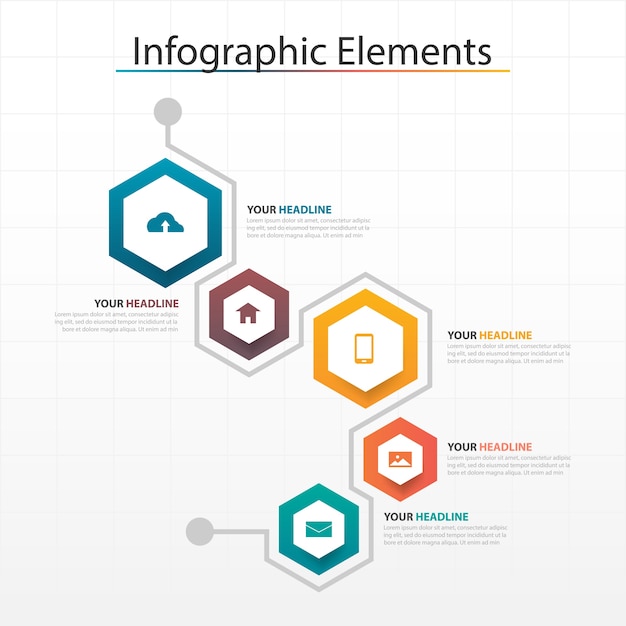 Colorful hexagon business Infographics elements