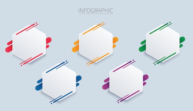 Vector colorful hexagon infographic   template with 5 options