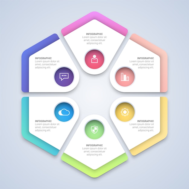 Colorful hexagon infographic  template