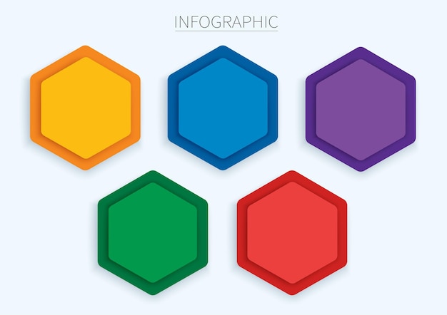 Vettore modello vettoriale infografica esagono colorato