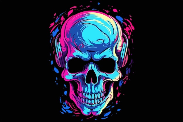 Colorful HipHop Skull vector illustration