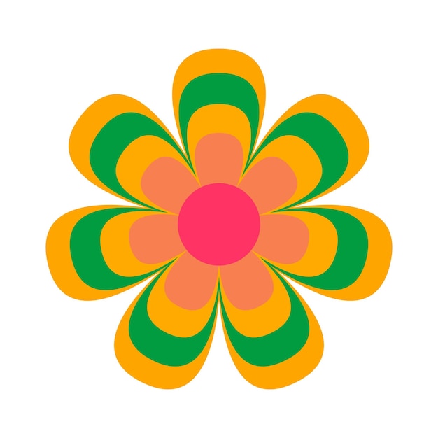 Colorful hippie daisy flower vector isolated illustration