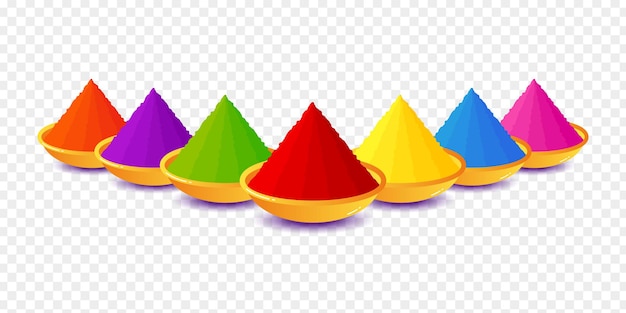 Vettore colori colorati di holi nei piatti