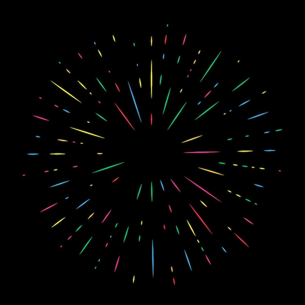 Colorful Holiday Firework on night background. Festive, anniversary and celebration Bright Salute. Vector illustration