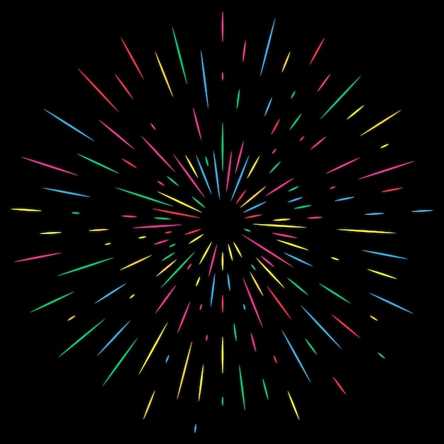 Colorful Holiday Firework on night background. Festive, anniversary and celebration Bright Salute. Vector illustration