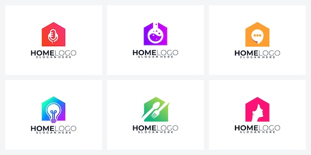 Colorful home logo collection, creative house logo set,