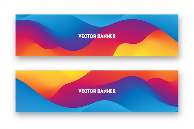 Colorful horizontal  web banners witn bright wavy lines. standard size templates for business and advertising.