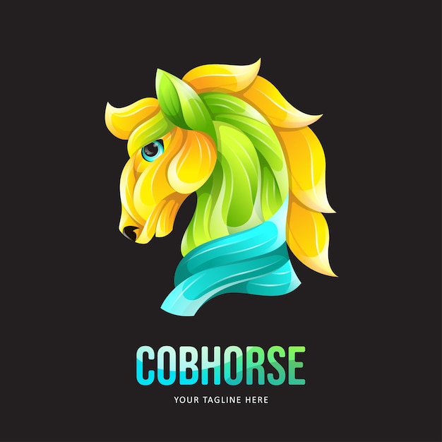 Красочный дизайн логотипа лошади